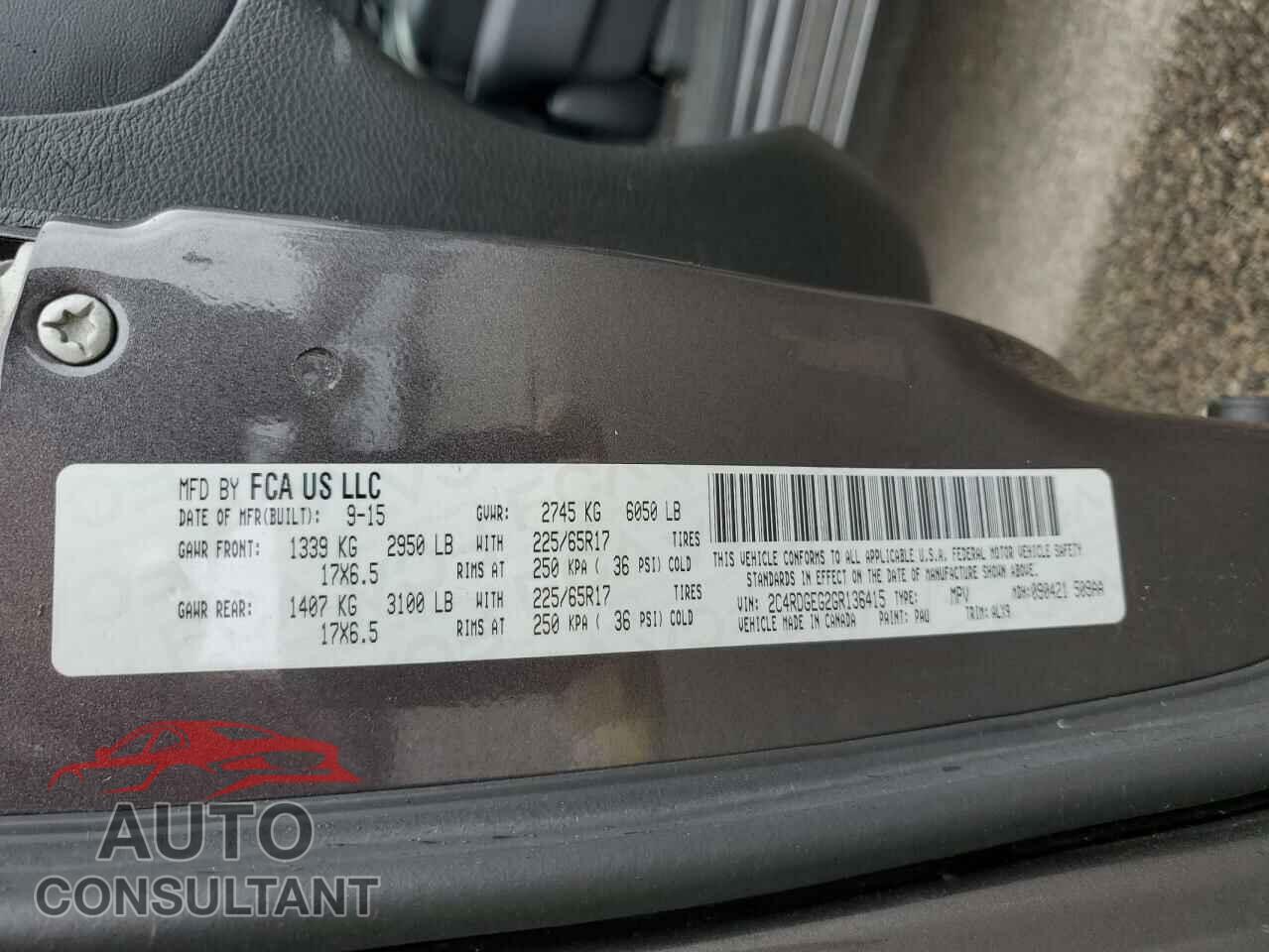 DODGE CARAVAN 2016 - 2C4RDGEG2GR136415