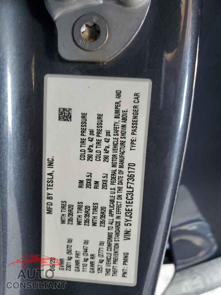 TESLA MODEL 3 2020 - 5YJ3E1EC3LF736170
