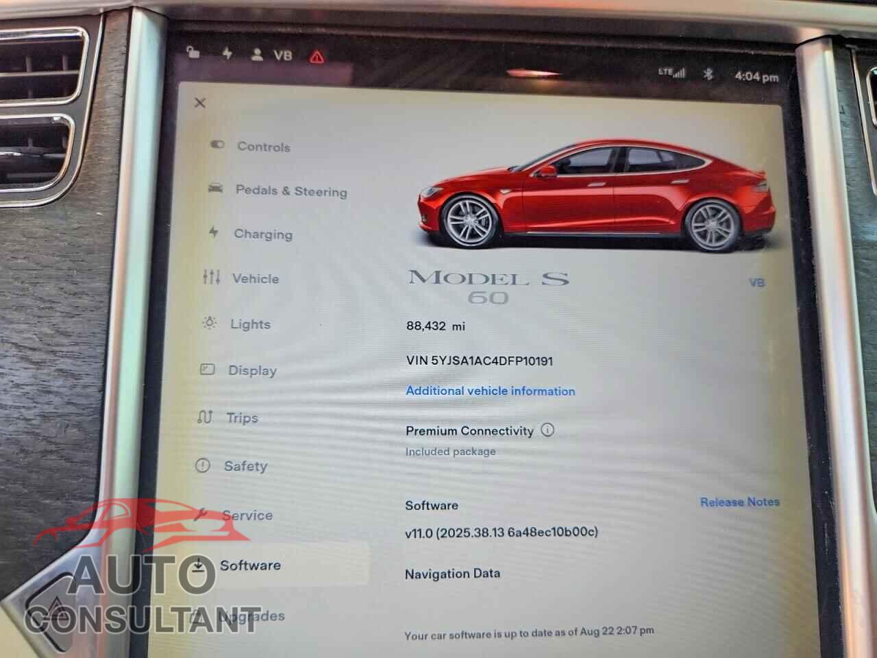 TESLA MODEL S 2013 - 5YJSA1AC4DFP10191