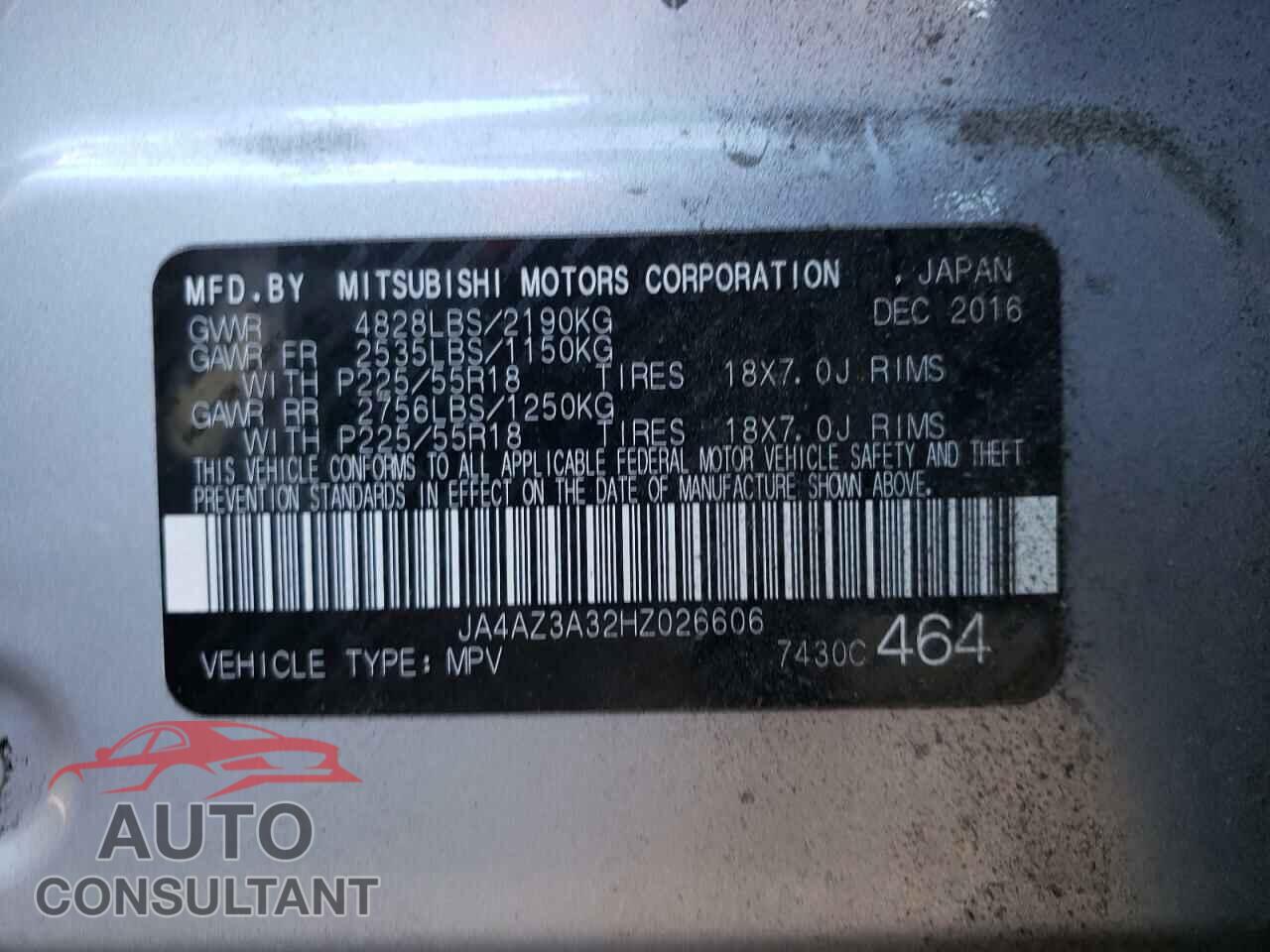 MITSUBISHI OUTLANDER 2017 - JA4AZ3A32HZ026606