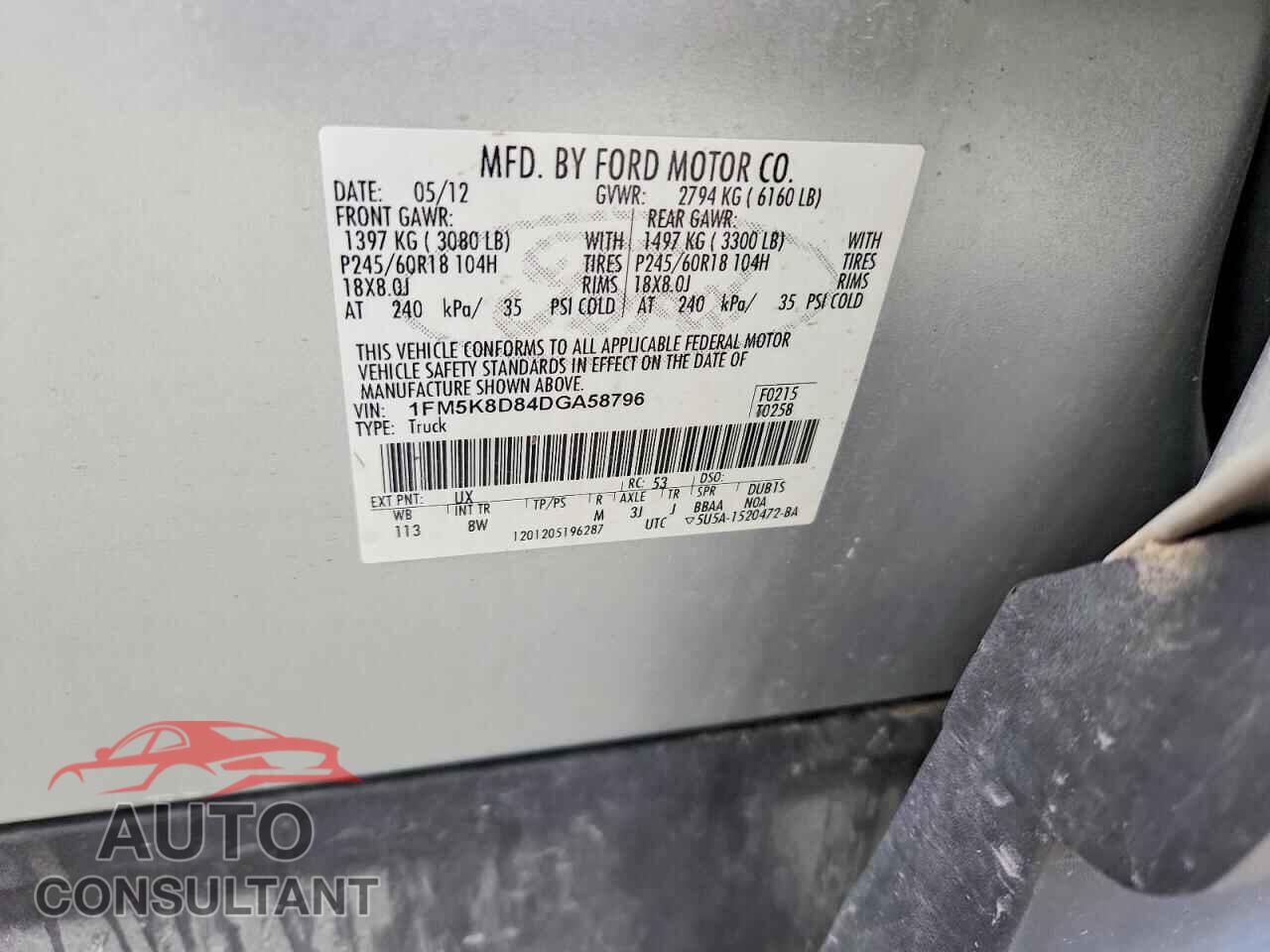 FORD EXPLORER 2013 - 1FM5K8D84DGA58796