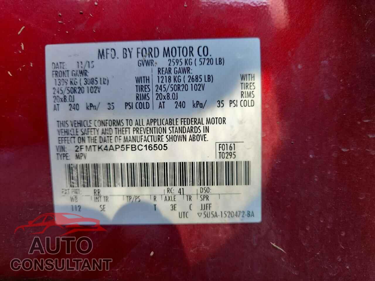 FORD EDGE 2015 - 2FMTK4AP5FBC16505