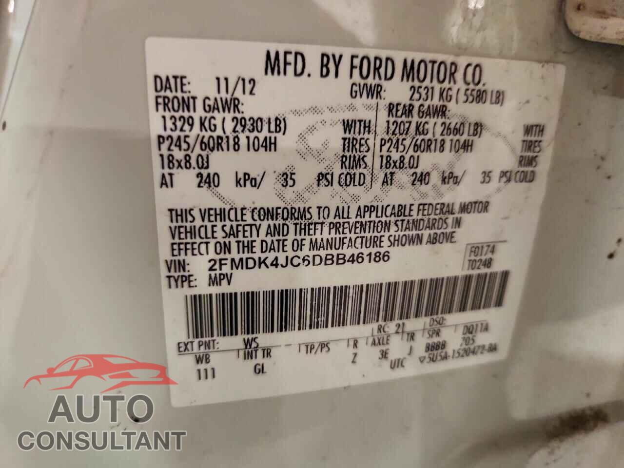 FORD EDGE 2013 - 2FMDK4JC6DBB46186