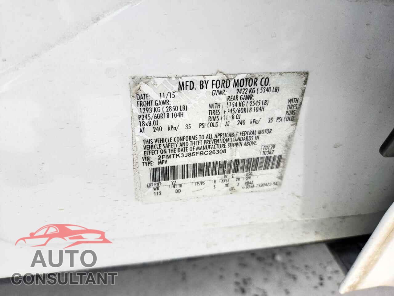 FORD EDGE 2015 - 2FMTK3J85FBC26308