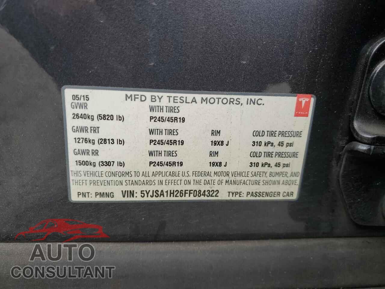 TESLA MODEL S 2015 - 5YJSA1H26FF084322