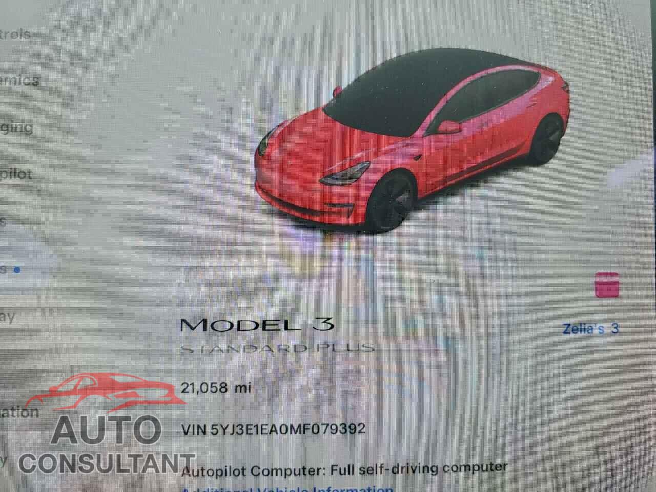 TESLA MODEL 3 2021 - 5YJ3E1EA0MF079392