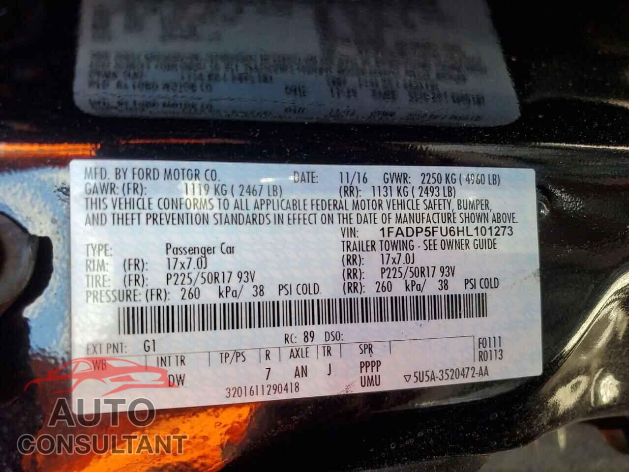 FORD CMAX 2017 - 1FADP5FU6HL101273