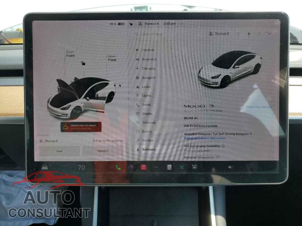 TESLA MODEL 3 2020 - 5YJ3E1EA1LF612686