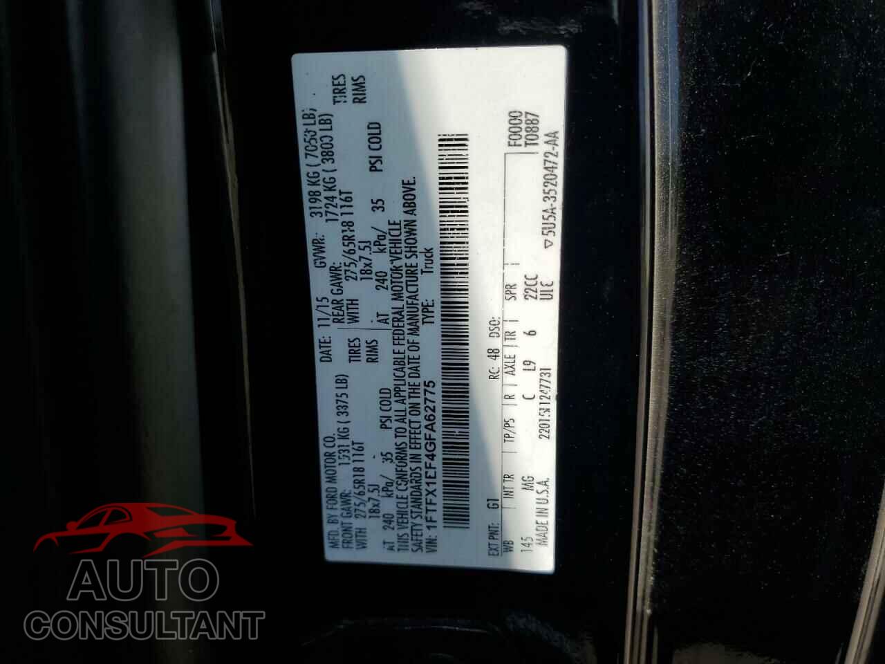 FORD F-150 2016 - 1FTFX1EF4GFA62775