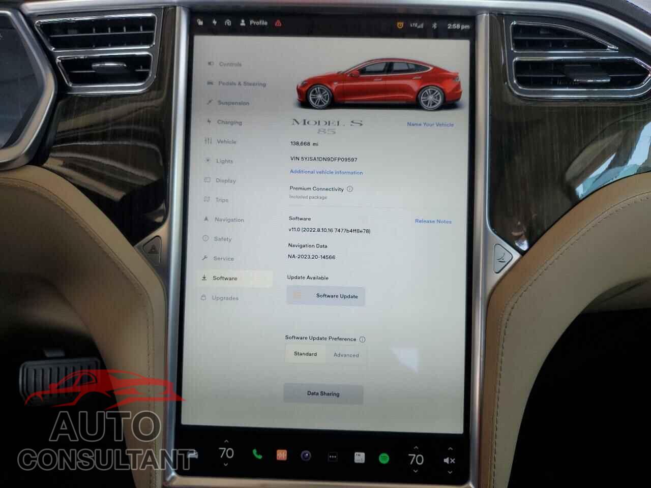 TESLA MODEL S 2013 - 5YJSA1DN9DFP09597
