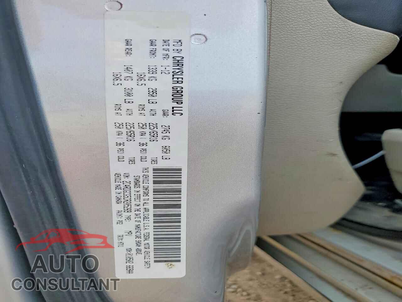DODGE CARAVAN 2012 - 2C4RDGCG5CR205269