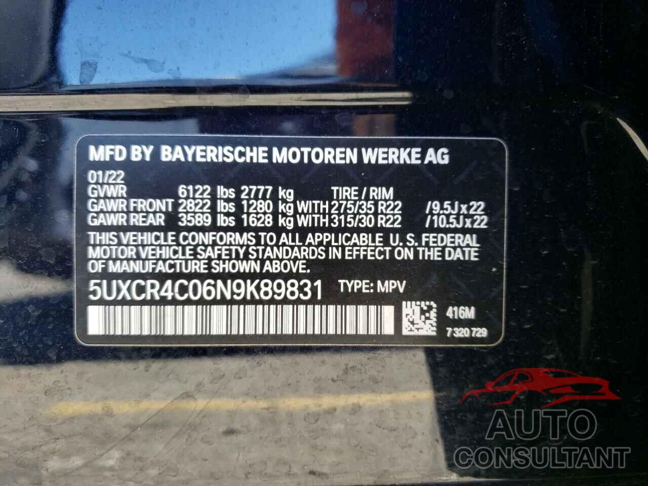 BMW X5 2022 - 5UXCR4C06N9K89831