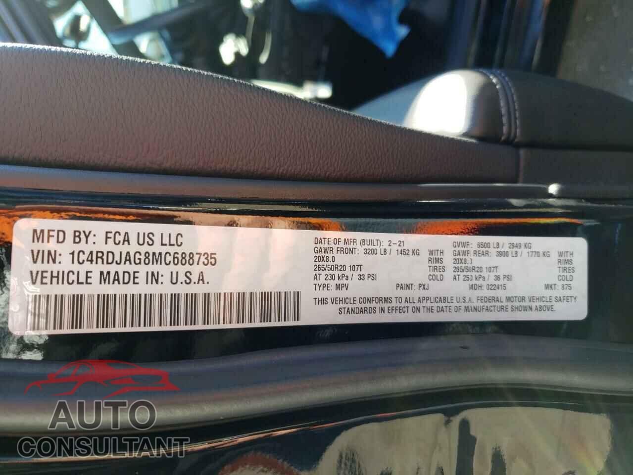 DODGE DURANGO 2021 - 1C4RDJAG8MC688735