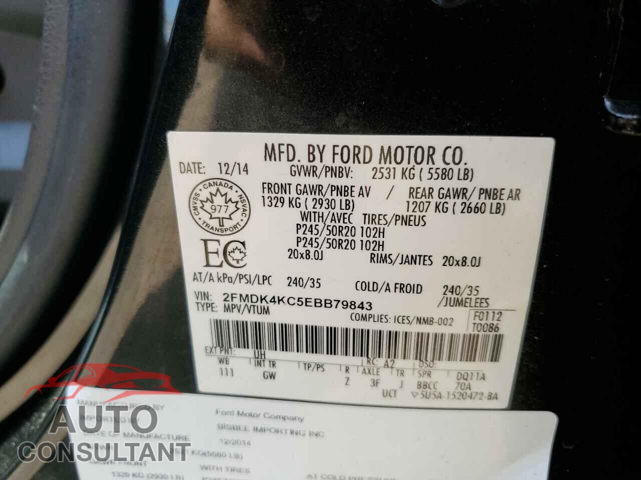 FORD EDGE 2014 - 2FMDK4KC5EBB79843