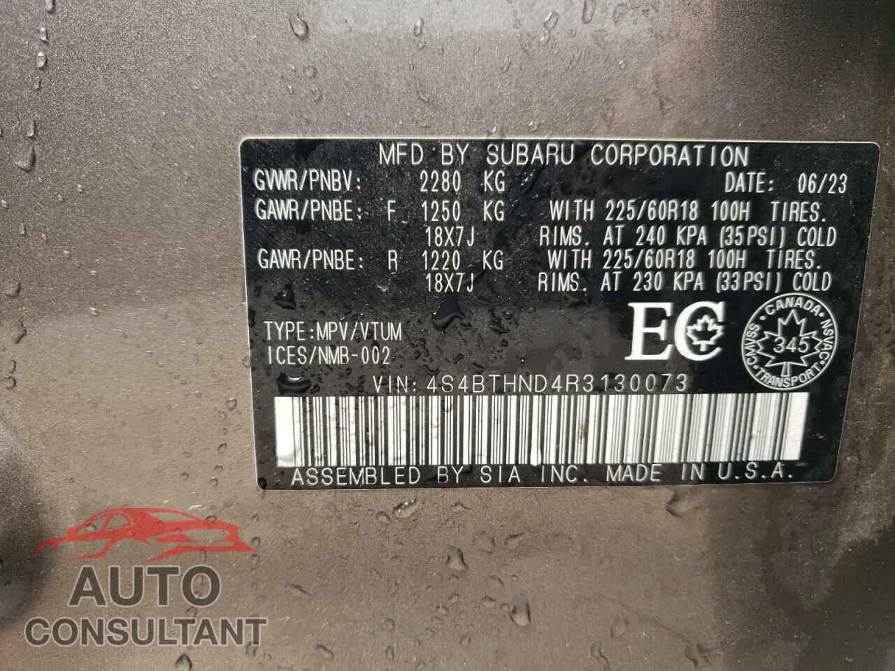 SUBARU OUTBACK 2024 - 4S4BTHND4R3130073