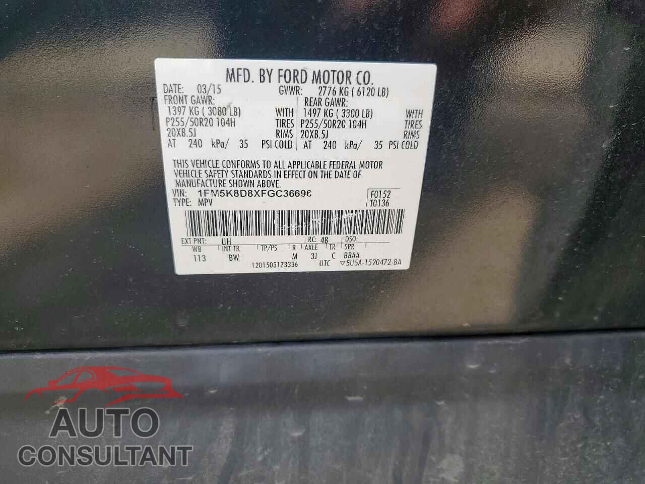 FORD EXPLORER 2015 - 1FM5K8D8XFGC36696