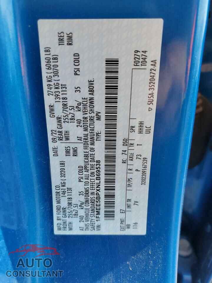 FORD BRONCO 2022 - 1FMEE5BPXNLB69538