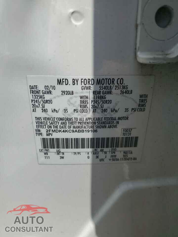 FORD EDGE 2010 - 2FMDK4KC9ABB19106