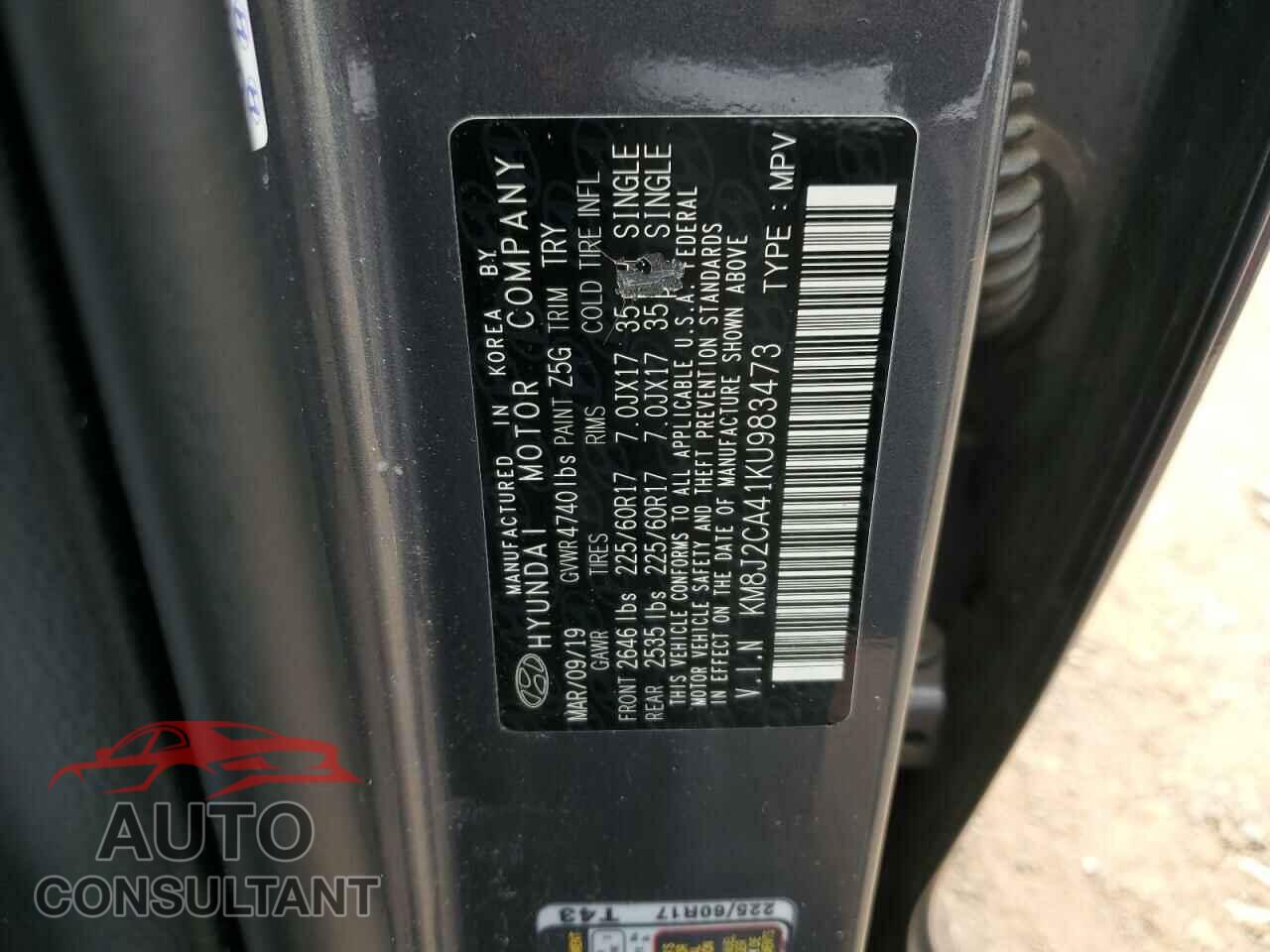 HYUNDAI TUCSON 2019 - KM8J2CA41KU983473