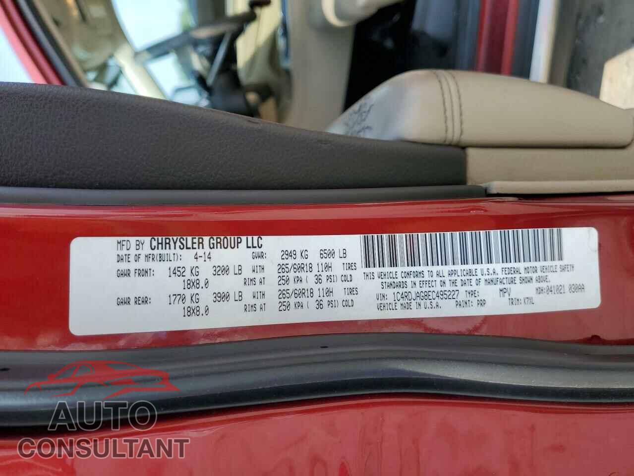 DODGE DURANGO 2014 - 1C4RDJAG8EC495227