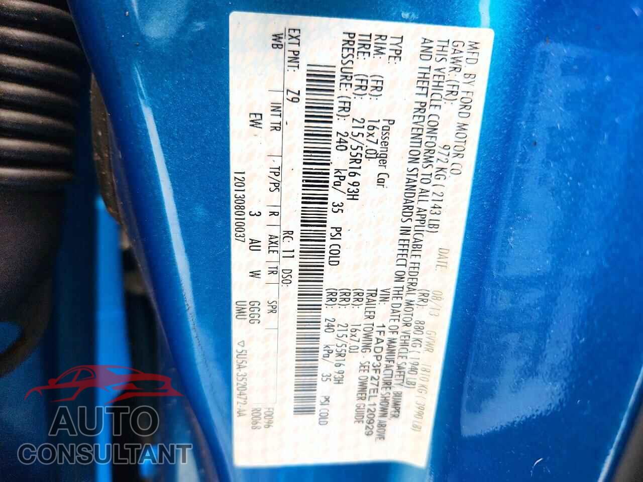 FORD FOCUS 2014 - 1FADP3F27EL120929