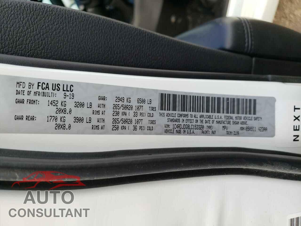 DODGE DURANGO 2020 - 1C4RDJDG8LC153320