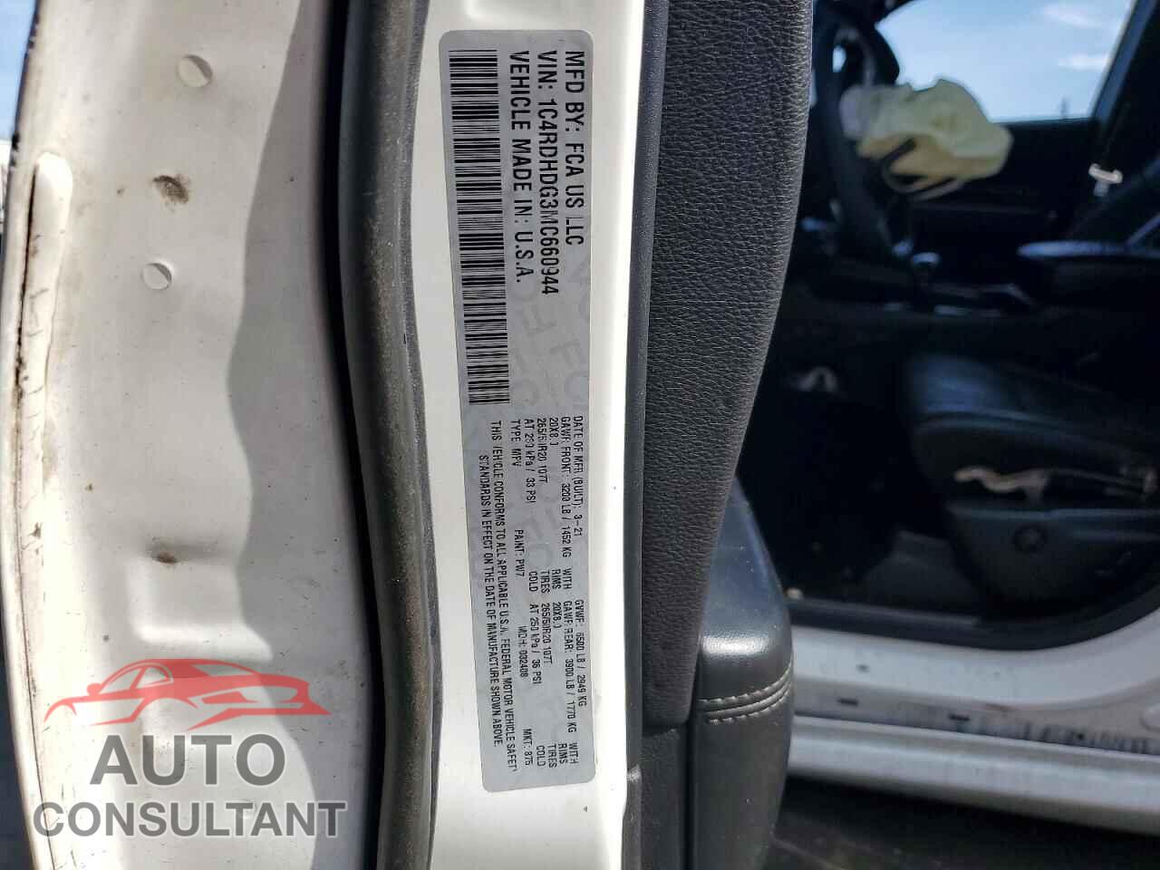 DODGE DURANGO 2021 - 1C4RDHDG3MC660944