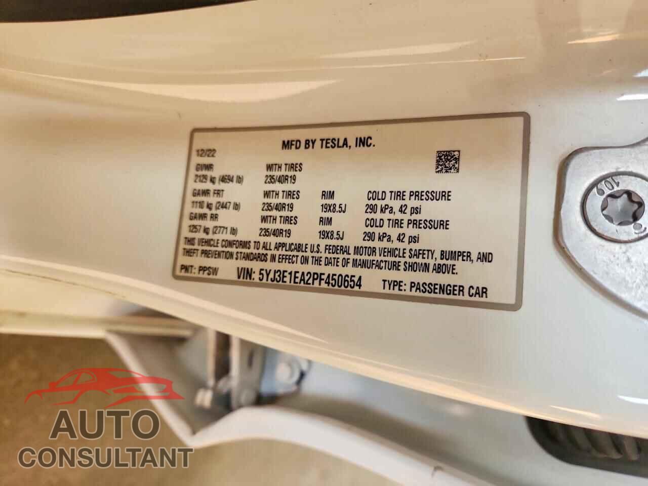 TESLA MODEL 3 2023 - 5YJ3E1EA2PF450654