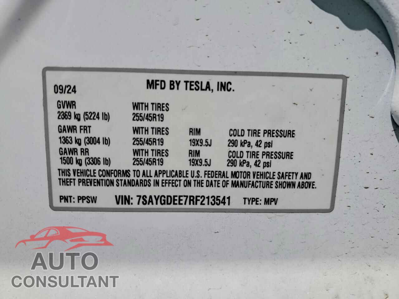 TESLA MODEL Y 2024 - 7SAYGDEE7RF213541