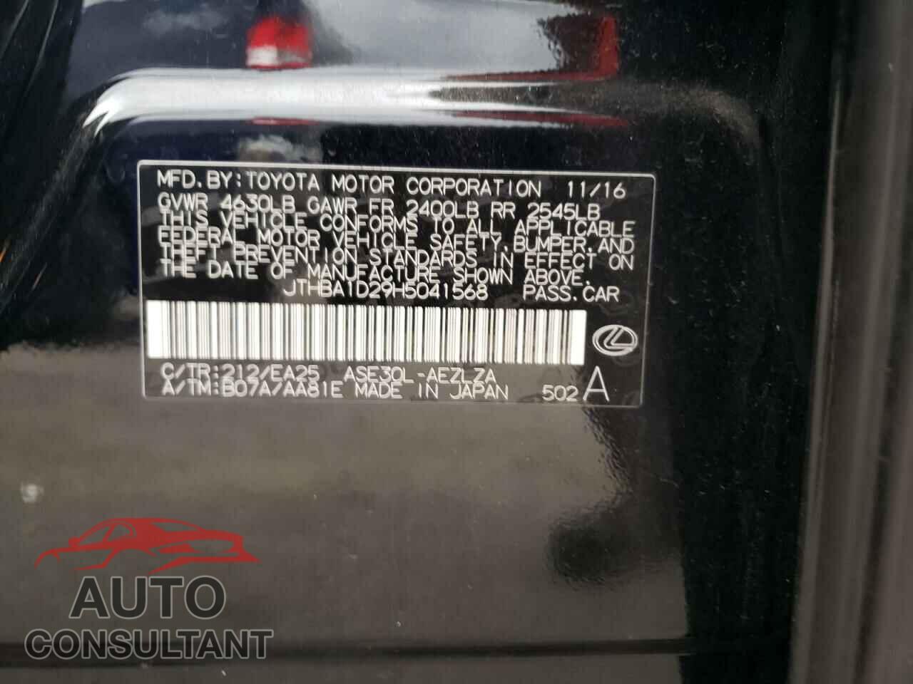 LEXUS IS 2017 - JTHBA1D29H5041568