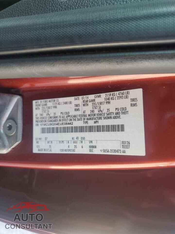 FORD ESCAPE 2014 - 1FMCU9GX4EUE08442