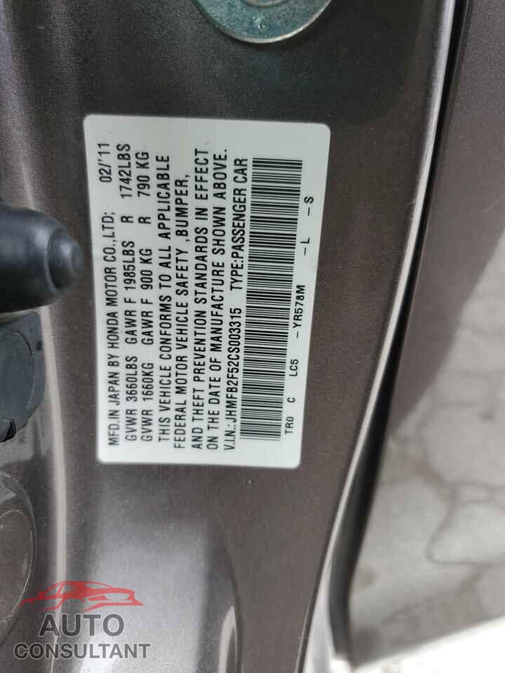 HONDA CIVIC 2012 - JHMFB2F52CS003315
