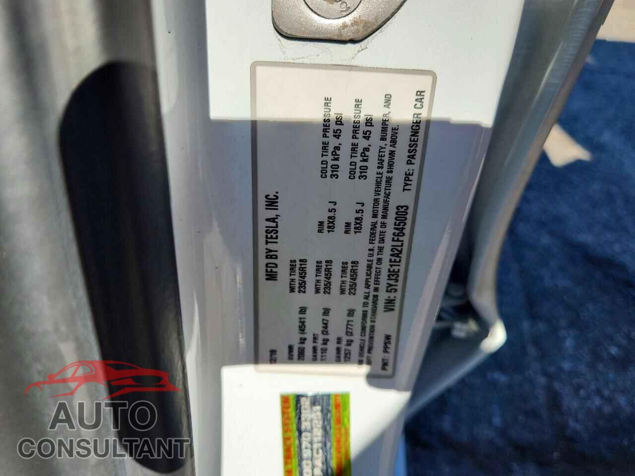 TESLA MODEL 3 2020 - 5YJ3E1EA2LF645003