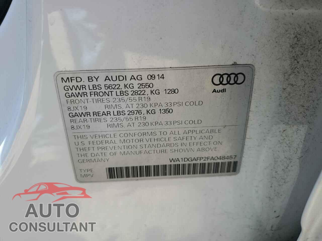 AUDI Q5 2015 - WA1DGAFP2FA048457