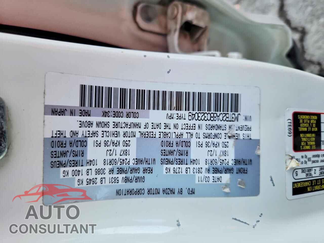 MAZDA CX-9 2011 - JM3TB2CA8B0323049