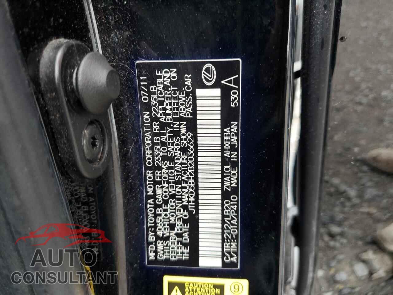 LEXUS CT 200 2011 - JTHKD5BH2B2036629