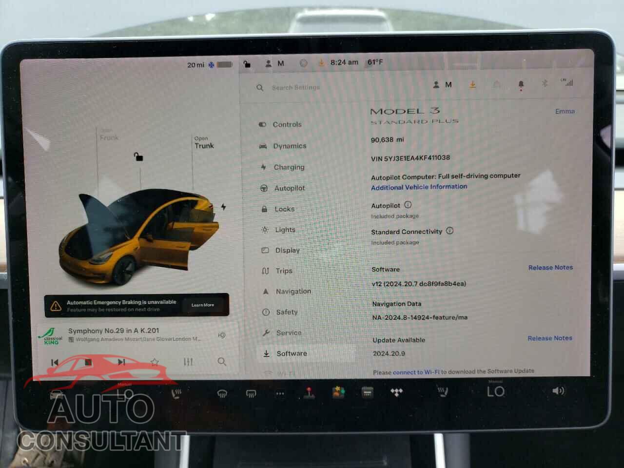 TESLA MODEL 3 2019 - 5YJ3E1EA4KF411038