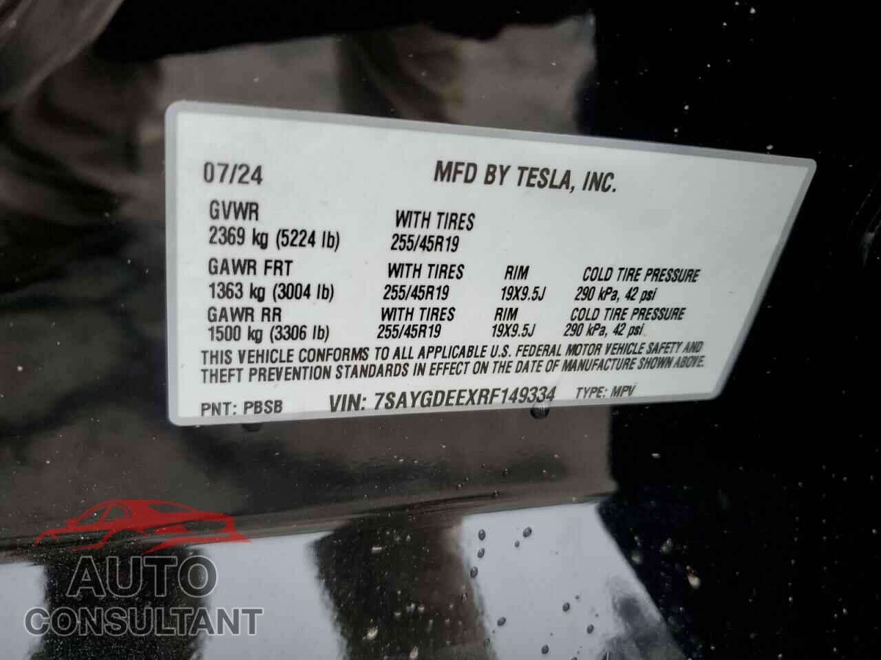 TESLA MODEL Y 2024 - 7SAYGDEEXRF149334