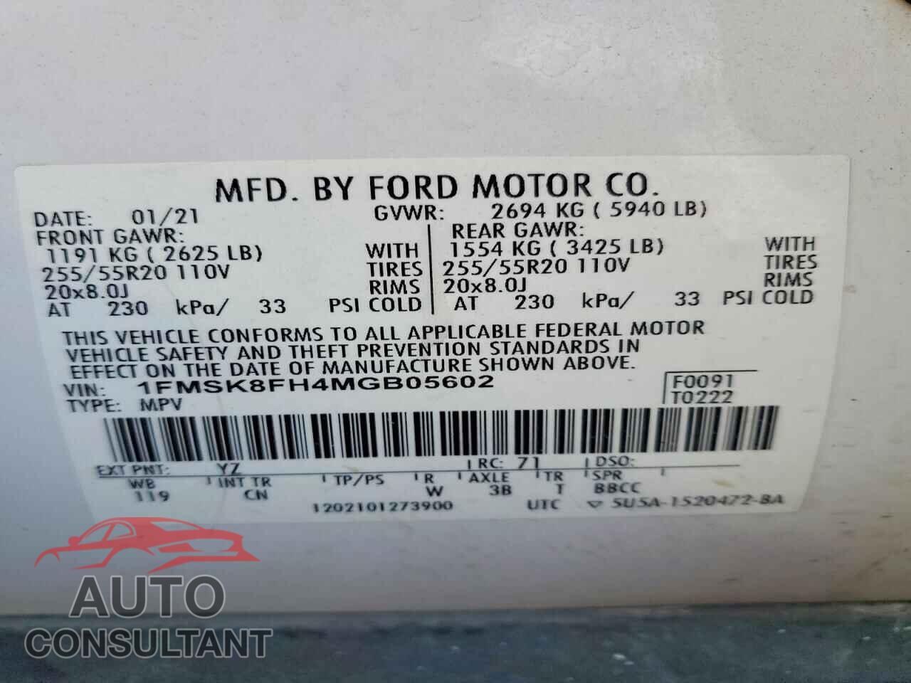 FORD EXPLORER 2021 - 1FMSK8FH4MGB05602