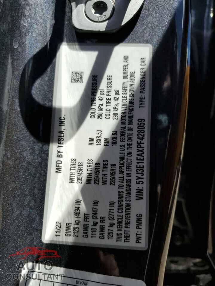 TESLA MODEL 3 2023 - 5YJ3E1EAXPF428059