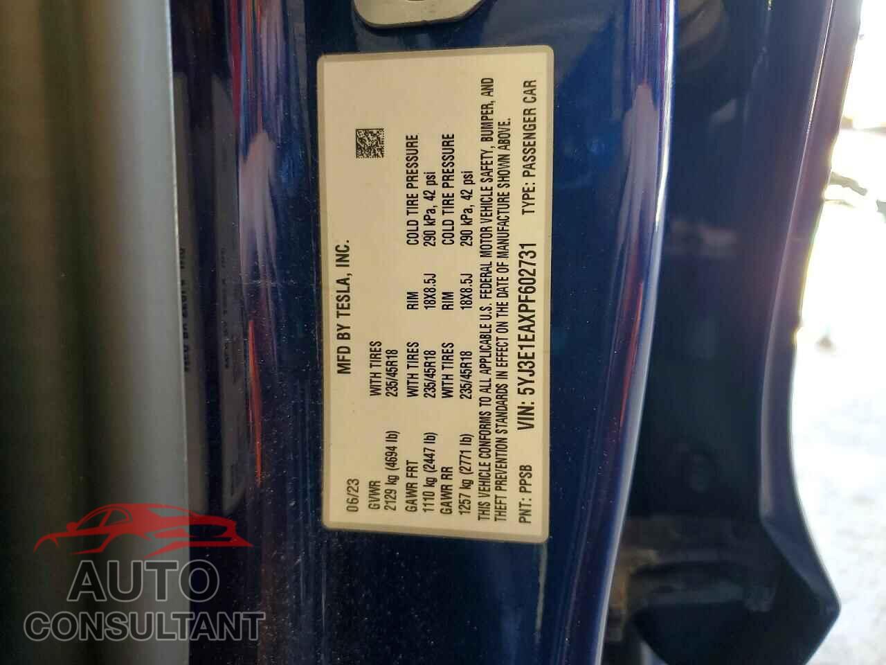 TESLA MODEL 3 2023 - 5YJ3E1EAXPF602731