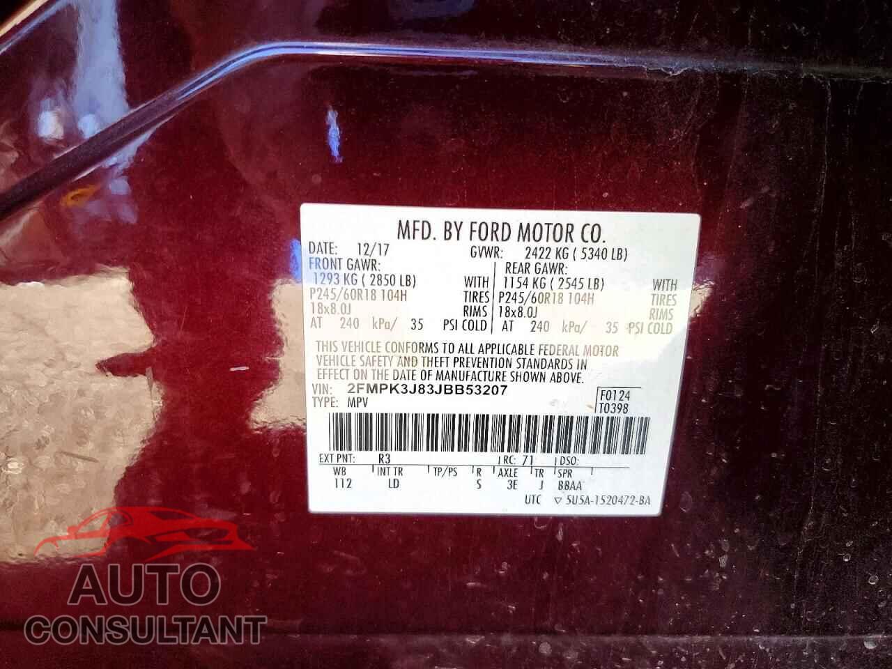 FORD EDGE 2018 - 2FMPK3J83JBB53207