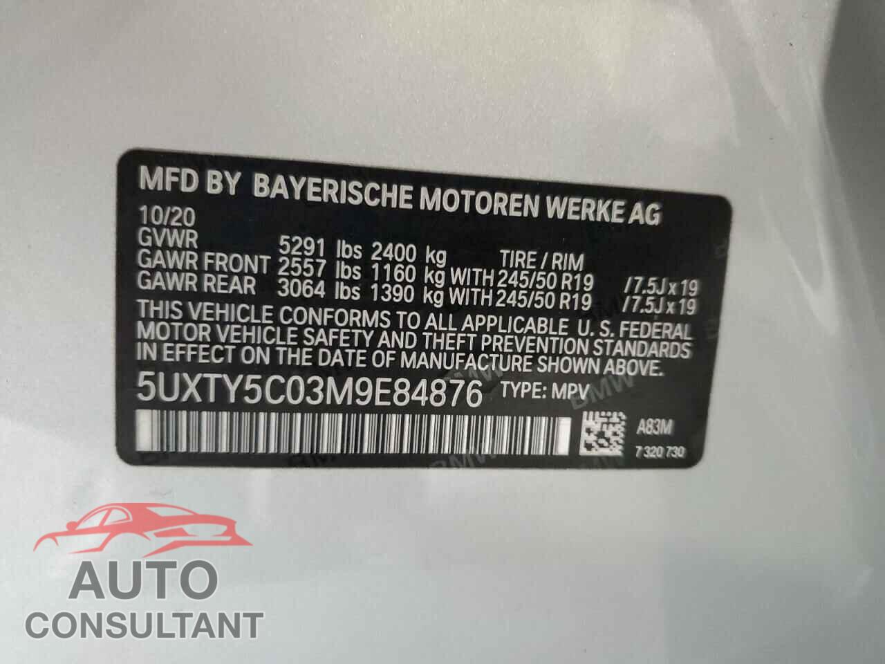 BMW X3 2021 - 5UXTY5C03M9E84876