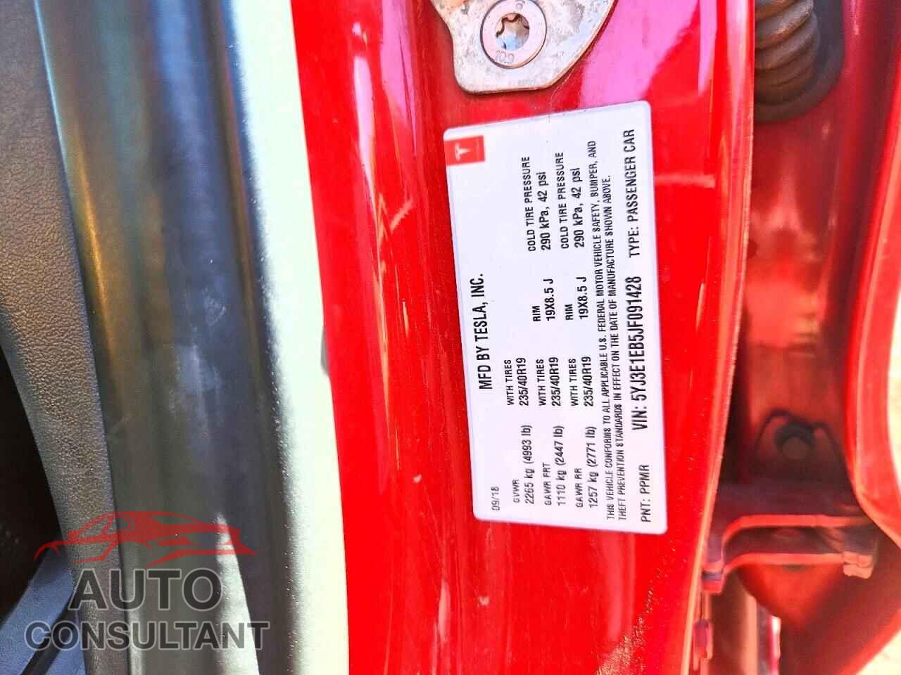 TESLA MODEL 3 2018 - 5YJ3E1EB5JF091428