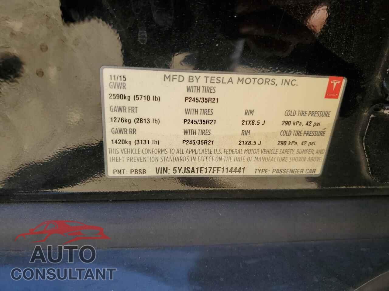 TESLA MODEL S 2015 - 5YJSA1E17FF114441