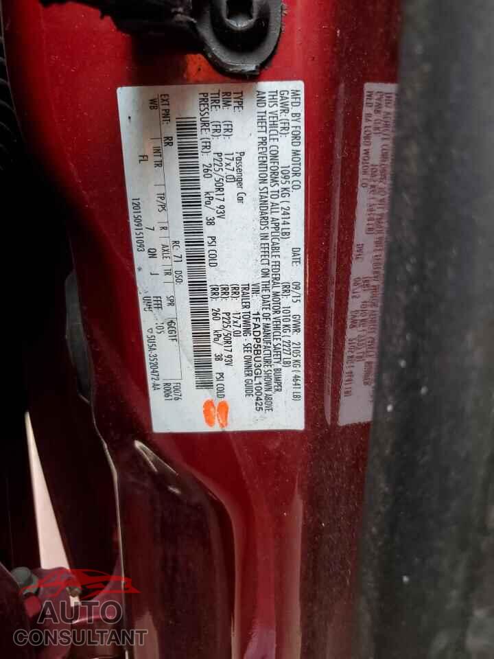 FORD CMAX 2016 - 1FADP5BU3GL100425