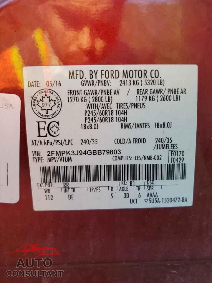 FORD EDGE 2016 - 2FMPK3J94GBB79803