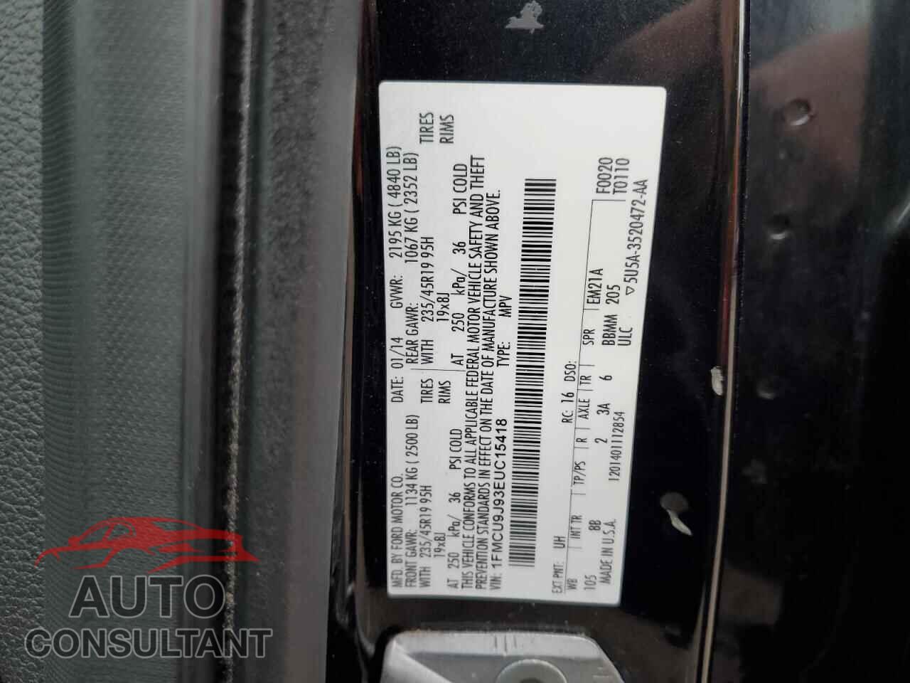FORD ESCAPE 2014 - 1FMCU9J93EUC15418