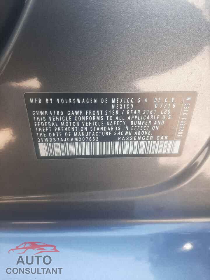 VOLKSWAGEN JETTA 2017 - 3VWDB7AJ0HM207652