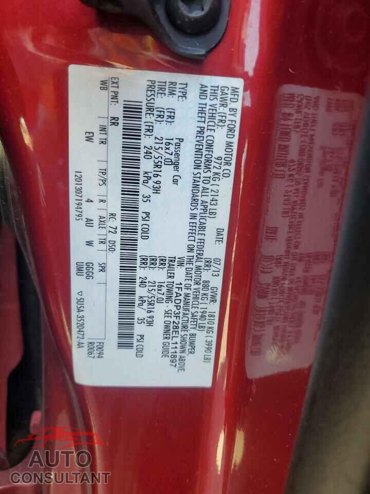 FORD FOCUS 2014 - 1FADP3F28EL111897
